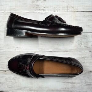 Bass Weejuns Mens Burgundy Leather Tassel Loafers Slip On Shoes Size 10.5EE